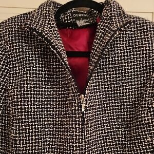 George Black and White Women's Houndstooth Zipper Jacket, Sz 14